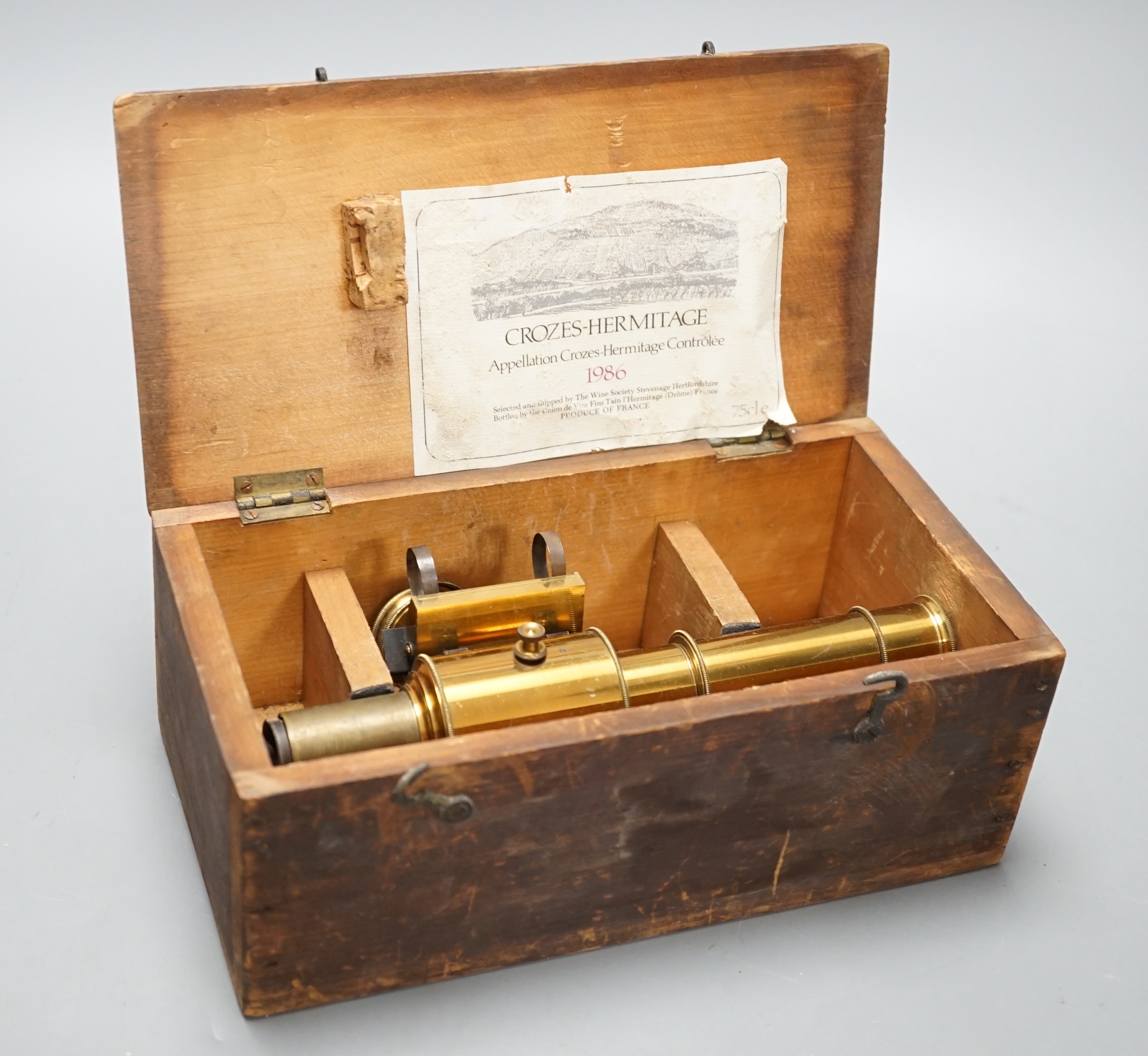 A cased John Browning lacquered brass Sorby-Browning Microspectroscope